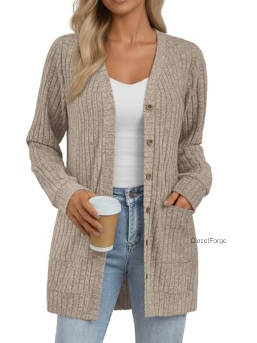 Women's Long Cardigan Sweater Button Down with Pockets